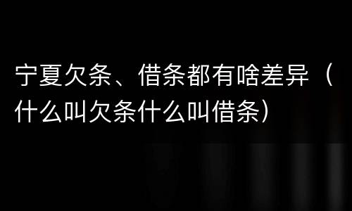 宁夏欠条、借条都有啥差异（什么叫欠条什么叫借条）
