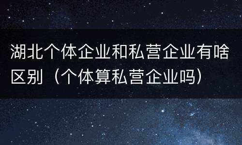 湖北个体企业和私营企业有啥区别（个体算私营企业吗）