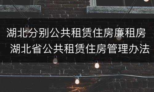 湖北分别公共租赁住房廉租房 湖北省公共租赁住房管理办法