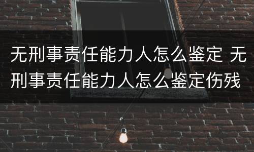 无刑事责任能力人怎么鉴定 无刑事责任能力人怎么鉴定伤残等级