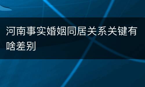 河南事实婚姻同居关系关键有啥差别