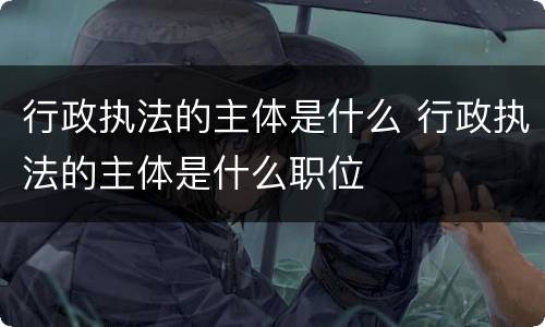 行政执法的主体是什么 行政执法的主体是什么职位