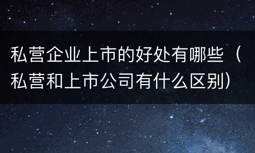 私营企业上市的好处有哪些（私营和上市公司有什么区别）