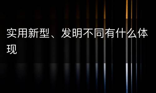 实用新型、发明不同有什么体现