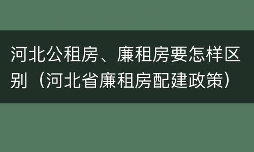 河北公租房、廉租房要怎样区别（河北省廉租房配建政策）