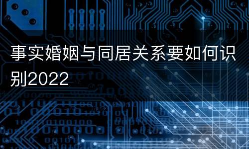 事实婚姻与同居关系要如何识别2022