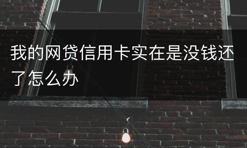我的网贷信用卡实在是没钱还了怎么办