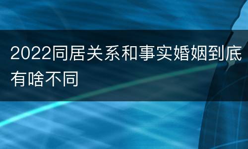 2022同居关系和事实婚姻到底有啥不同