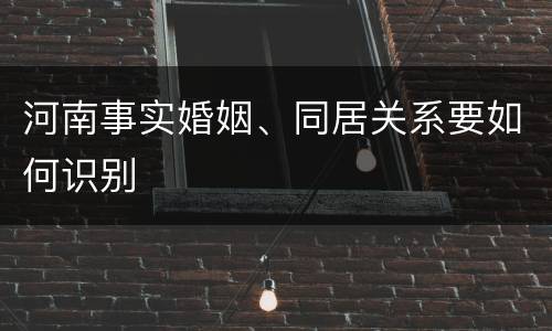 河南事实婚姻、同居关系要如何识别