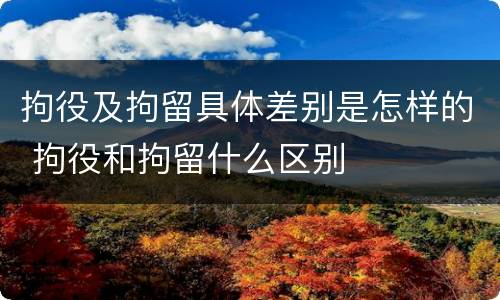 拘役及拘留具体差别是怎样的 拘役和拘留什么区别