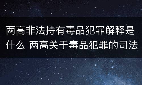 两高非法持有毒品犯罪解释是什么 两高关于毒品犯罪的司法解释