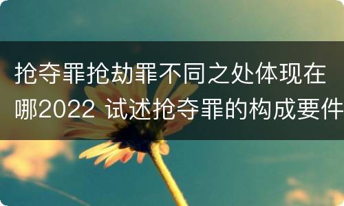 抢夺罪抢劫罪不同之处体现在哪2022 试述抢夺罪的构成要件以及与抢劫罪的区别
