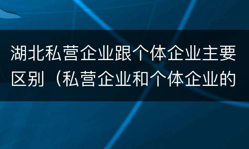 湖北私营企业跟个体企业主要区别（私营企业和个体企业的区别）
