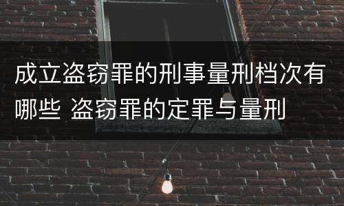 成立盗窃罪的刑事量刑档次有哪些 盗窃罪的定罪与量刑