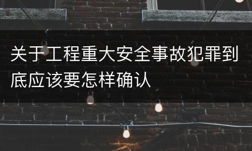 关于工程重大安全事故犯罪到底应该要怎样确认