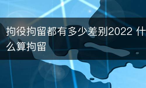拘役拘留都有多少差别2022 什么算拘留