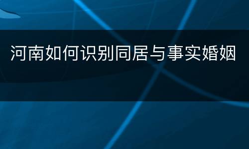 河南如何识别同居与事实婚姻