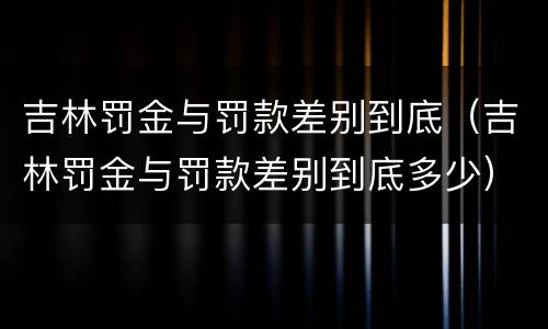 吉林罚金与罚款差别到底（吉林罚金与罚款差别到底多少）