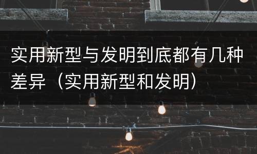 实用新型与发明到底都有几种差异（实用新型和发明）