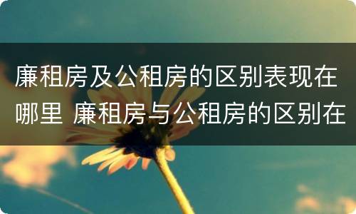 廉租房及公租房的区别表现在哪里 廉租房与公租房的区别在哪里