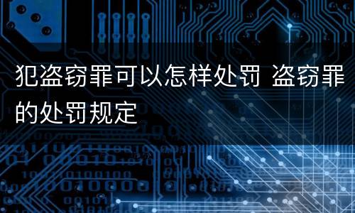 犯盗窃罪可以怎样处罚 盗窃罪的处罚规定