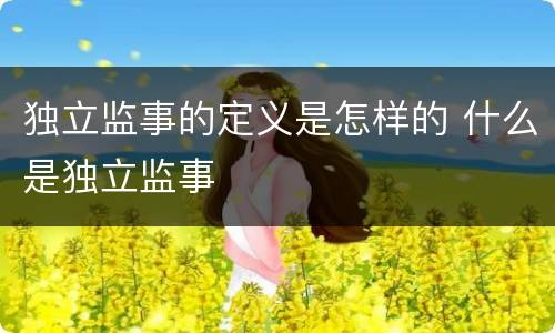 独立监事的定义是怎样的 什么是独立监事