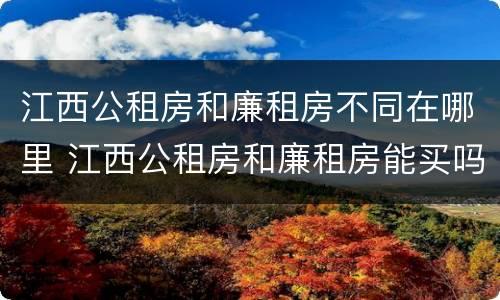 江西公租房和廉租房不同在哪里 江西公租房和廉租房能买吗