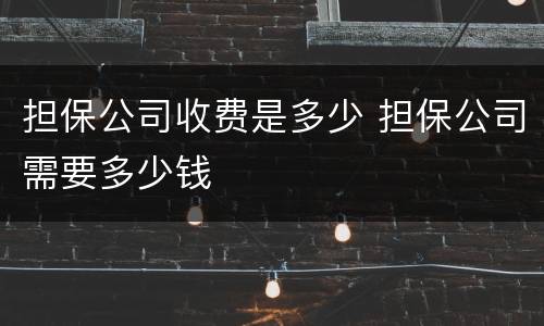 担保公司收费是多少 担保公司需要多少钱