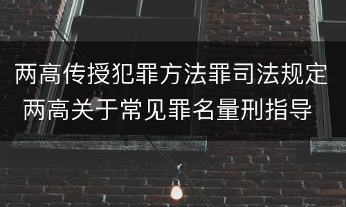 两高传授犯罪方法罪司法规定 两高关于常见罪名量刑指导