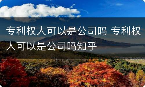 专利权人可以是公司吗 专利权人可以是公司吗知乎