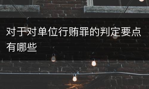 对于对单位行贿罪的判定要点有哪些