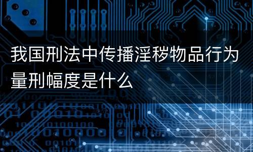 我国刑法中传播淫秽物品行为量刑幅度是什么