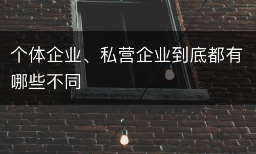 个体企业、私营企业到底都有哪些不同