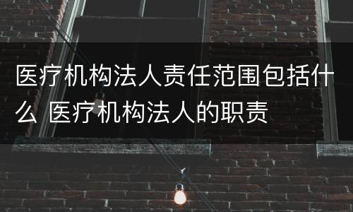 医疗机构法人责任范围包括什么 医疗机构法人的职责