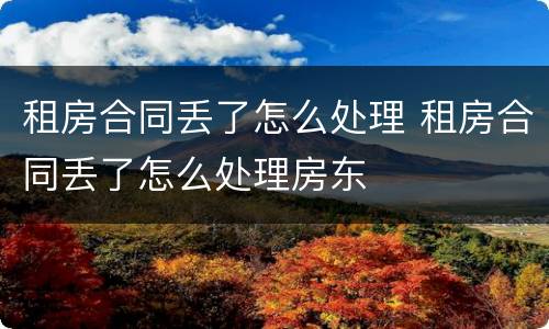 租房合同丢了怎么处理 租房合同丢了怎么处理房东