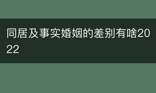 同居及事实婚姻的差别有啥2022