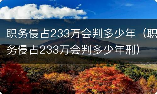 职务侵占233万会判多少年（职务侵占233万会判多少年刑）