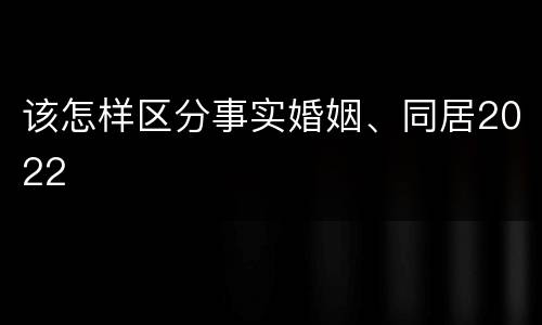 该怎样区分事实婚姻、同居2022