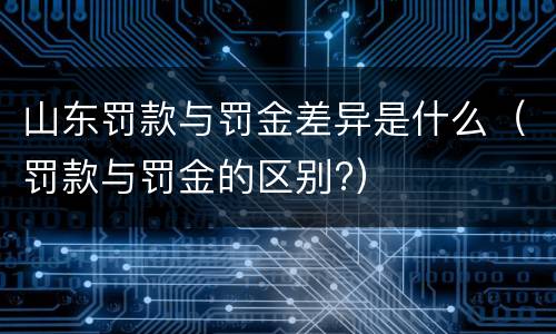 山东罚款与罚金差异是什么（罚款与罚金的区别?）
