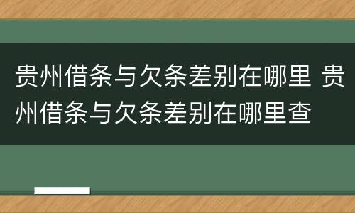 贵州借条与欠条差别在哪里 贵州借条与欠条差别在哪里查