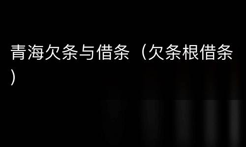 青海欠条与借条（欠条根借条）
