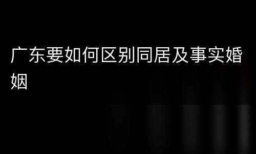 广东要如何区别同居及事实婚姻