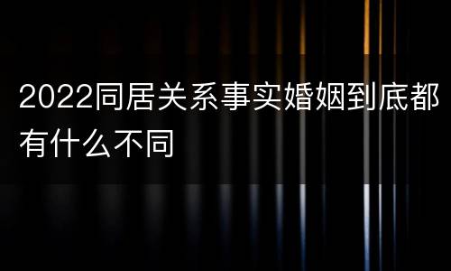 2022同居关系事实婚姻到底都有什么不同