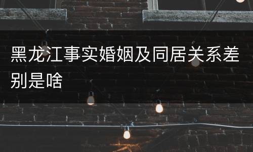 黑龙江事实婚姻及同居关系差别是啥