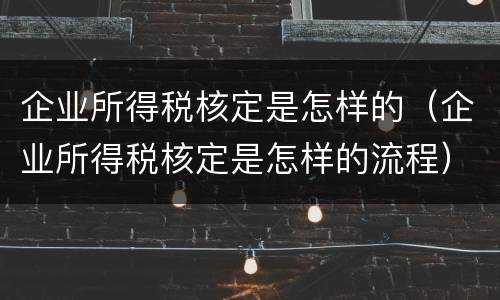 企业所得税核定是怎样的（企业所得税核定是怎样的流程）