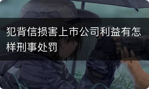 犯背信损害上市公司利益有怎样刑事处罚