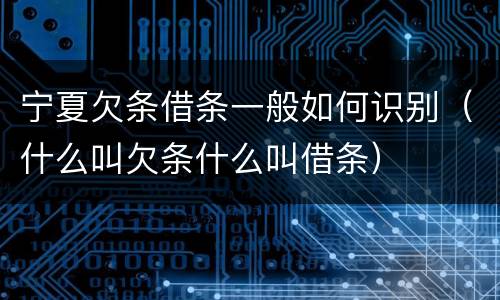 宁夏欠条借条一般如何识别（什么叫欠条什么叫借条）