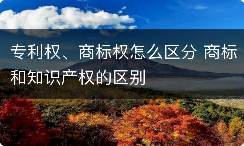 专利权、商标权怎么区分 商标和知识产权的区别