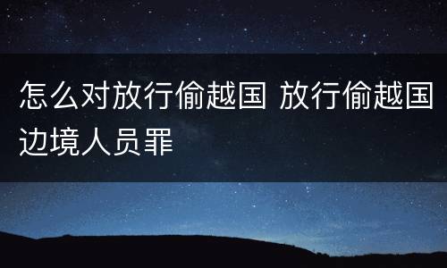 怎么对放行偷越国 放行偷越国边境人员罪