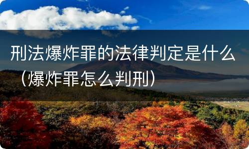 刑法爆炸罪的法律判定是什么（爆炸罪怎么判刑）